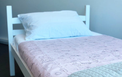 Brolly Sheets King Single Bed Pad with Wings – Pink Unicorns or Green Jungle