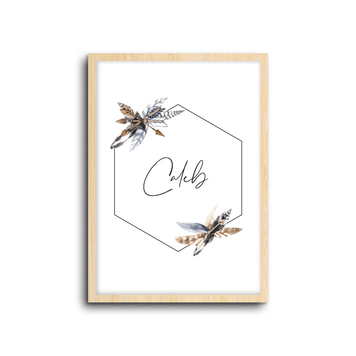 Wall Print |  Boho Feathers - Custom Name