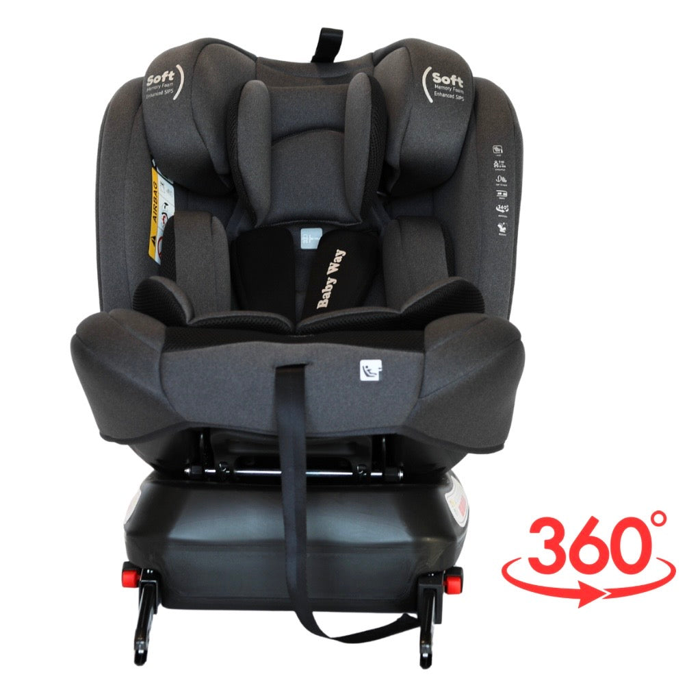 All-Rider Charcoal 360 Rotating Convertible iSize Car Seat with ISOFIX and Top Tether