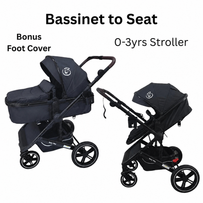 Preorder - Supra Black Bundle - 4in1 Stroller Buggy + Bassinet + Capsule with ISOFIX Base Combo with i-Size Royal 360 Rotating Convertible Car Seat