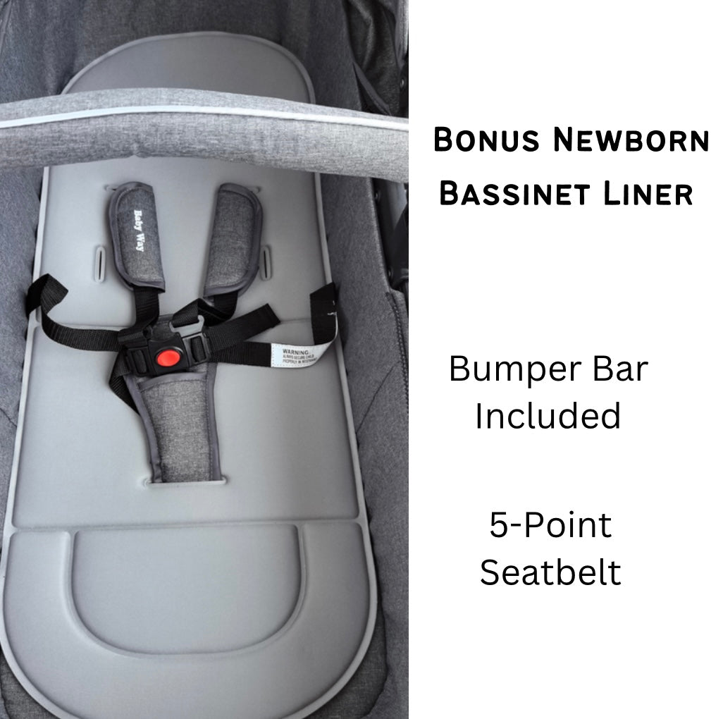 Rover Pro - 3 in 1 Stroller, Bassinet, Capsule Combo with Sunshade Sets and Foodtray - GREY
