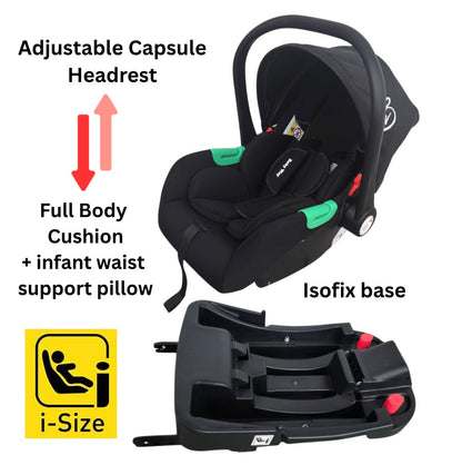 Versa 3-in-1 Travel System – Open Bassinet Stroller + Capsule Car Seat with Sunshade Sets