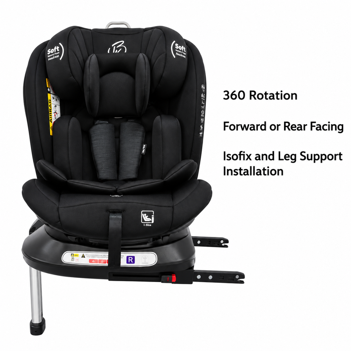 Preorder - SpinGuard BLACK 360 Rotation and Convertible Car Seat with ISOFIX + Leg Support