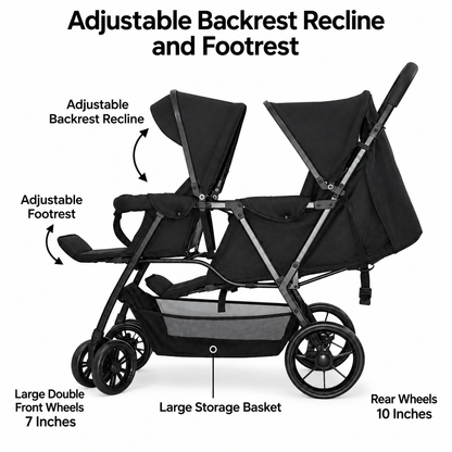Preorder - Duo Lite - Tandem Twin Compact Double Stroller with Rain Cover