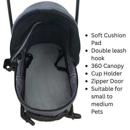 Preorder - Pet Way Premium Pet Stroller with Detachable Carrier with Canopy and Handle
