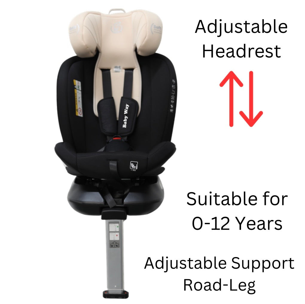 Preorder - SafeOrbit Beige i-Size 360 Rotating Car Seat with ISOFIX and Support Leg