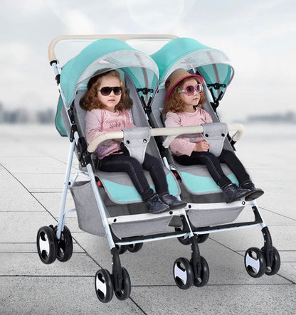 Black 2-Way Folding Compact Double / Twin Stroller + Rain Cover