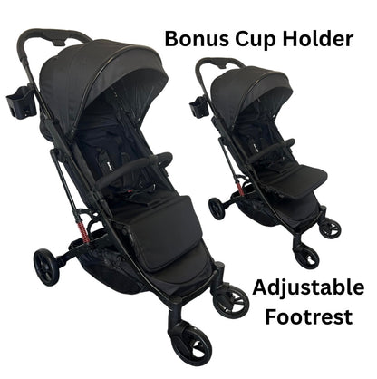 Mico Compact Folding Travel Stroller with Cup Holder and Extra Liner - BLACK