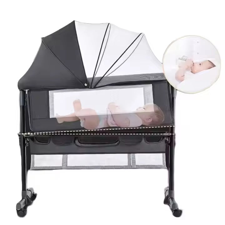 Preorder - Lucca Baby Bassinet Cradle Co-Sleeper Bed with Canopy and Storage Basket