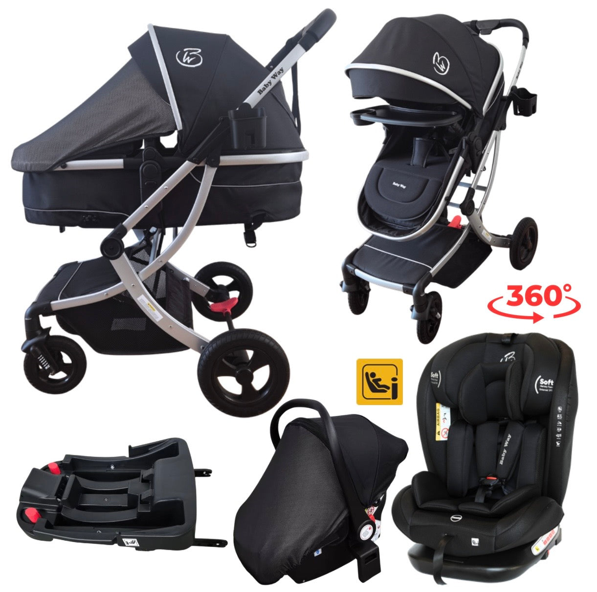 Preorder - Legacy 4 in 1 Travel System Bundle - Stroller + Bassinet + Capsule + Isofix Base + All-rider 360 Rotating Car Seat