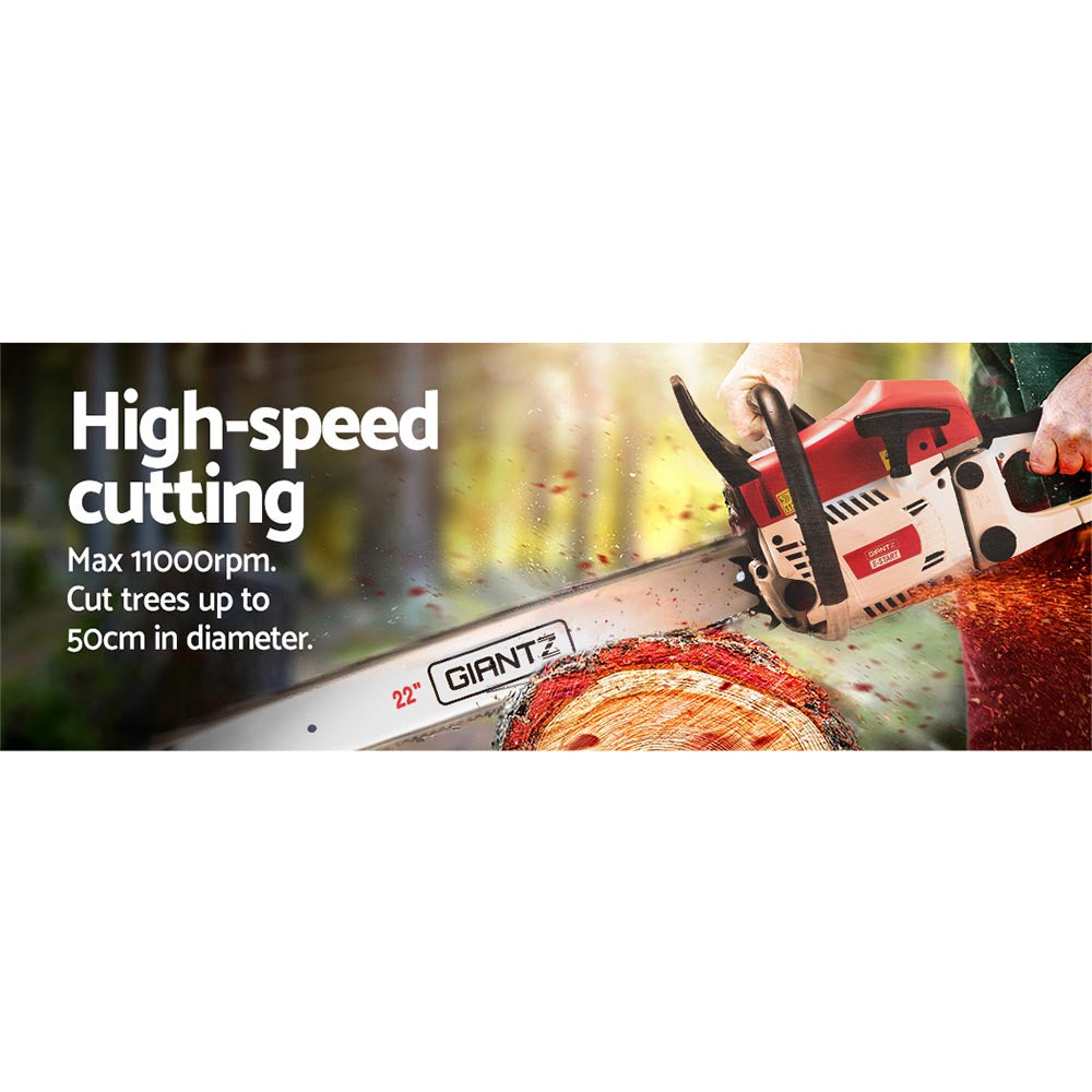 Giantz Chainsaw Petrol 62CC 22" Bar Commercial E-Start Pruning Chain Saw