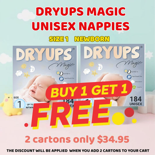 Dryups Magic Nappies Unisex Size 1 Newborn (up to 5kg)