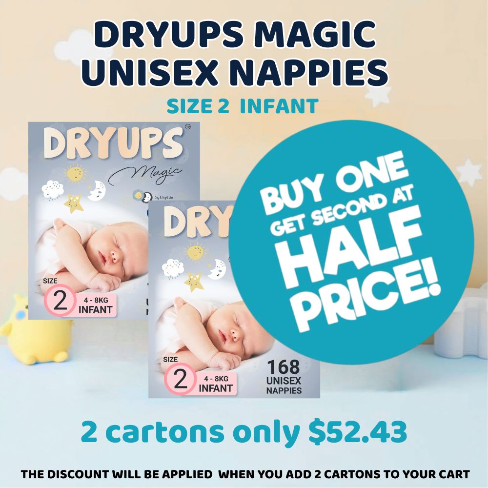 Dryups Magic Nappies Unisex Size 2 Infant (4-8kg)