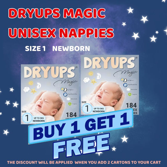 Dryups Magic Nappies Unisex Size 1 Newborn (up to 5kg)