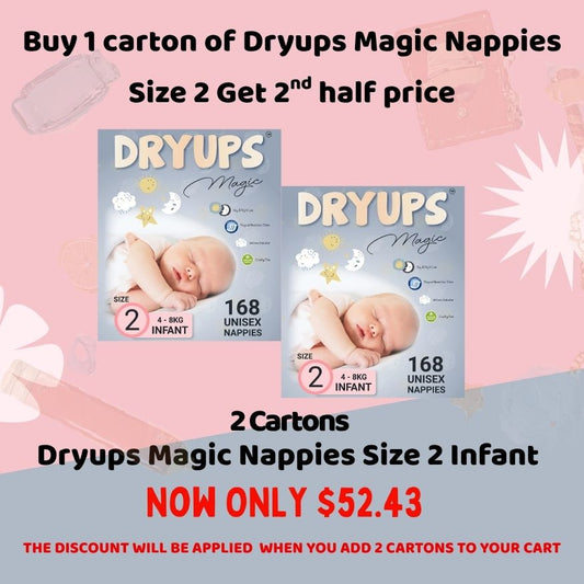 Dryups Magic Nappies Unisex Size 2 Infant (4-8kg)