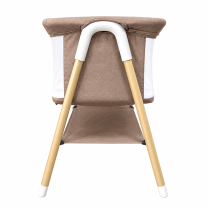 Preorder - Aurelia Taupe Bedside Baby Bassinet + Storage Shelf
