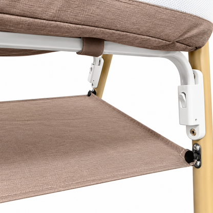 Preorder - Aurelia Taupe Bedside Baby Bassinet + Storage Shelf
