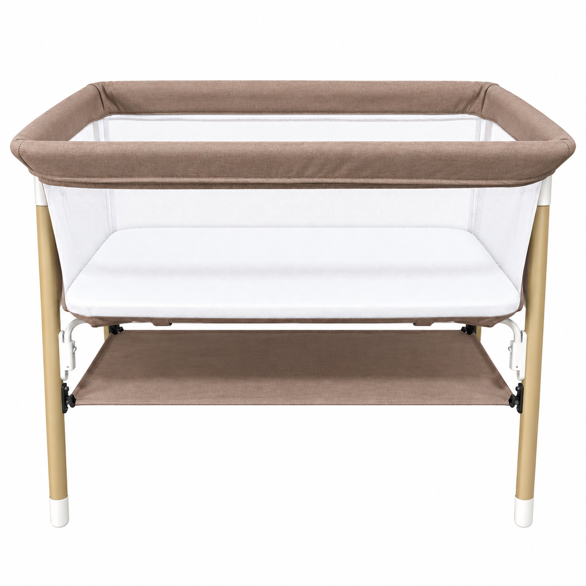 Preorder - Aurelia Taupe Bedside Baby Bassinet + Storage Shelf