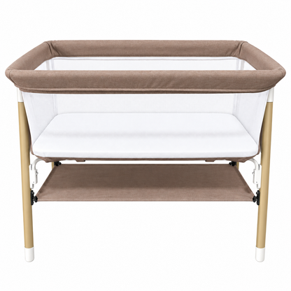 Preorder - Aurelia Taupe Bedside Baby Bassinet + Storage Shelf
