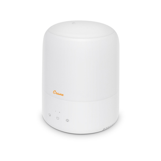 White dry mist humidifier with 'Crane' branding on a white background