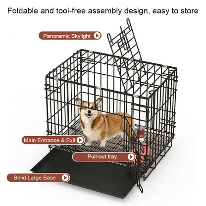 Foldable Pet Cage with Tray - Easy Clean & Portable Design