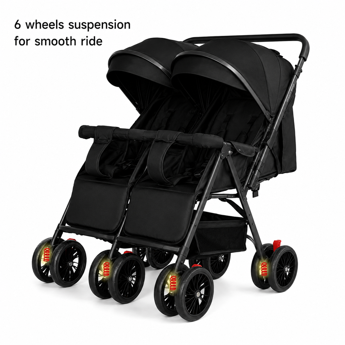 Preorder - TwinGo Black 2-Way Folding Compact Double / Twin Stroller + Rain Cover