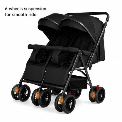Preorder - TwinGo Black 2-Way Folding Compact Double / Twin Stroller + Rain Cover
