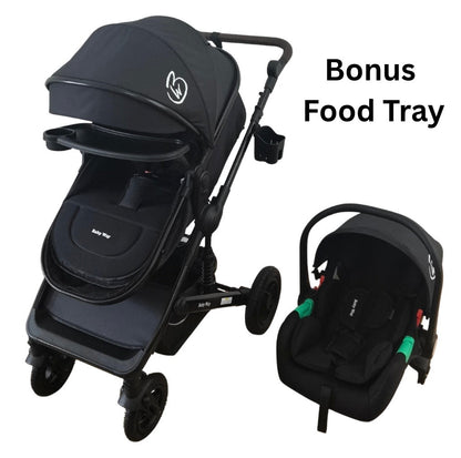 Evolve 3 in 1 Stroller + Bassinet + i-Size Capsule Travel System with Sunshade Sets and Mattress + Food Tray