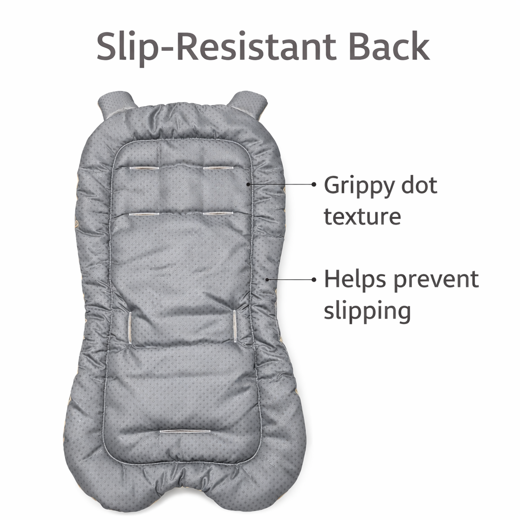 Universal Plush Baby Stroller Liner with Anti-Slip Back - GREY