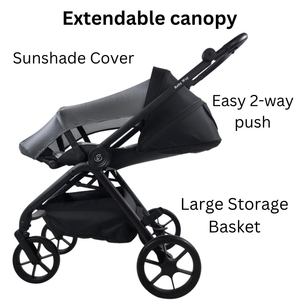 Preorder - Crown Y – Luxury Reversible Open Bassinet Stroller with Sunshade and Extended Canopy