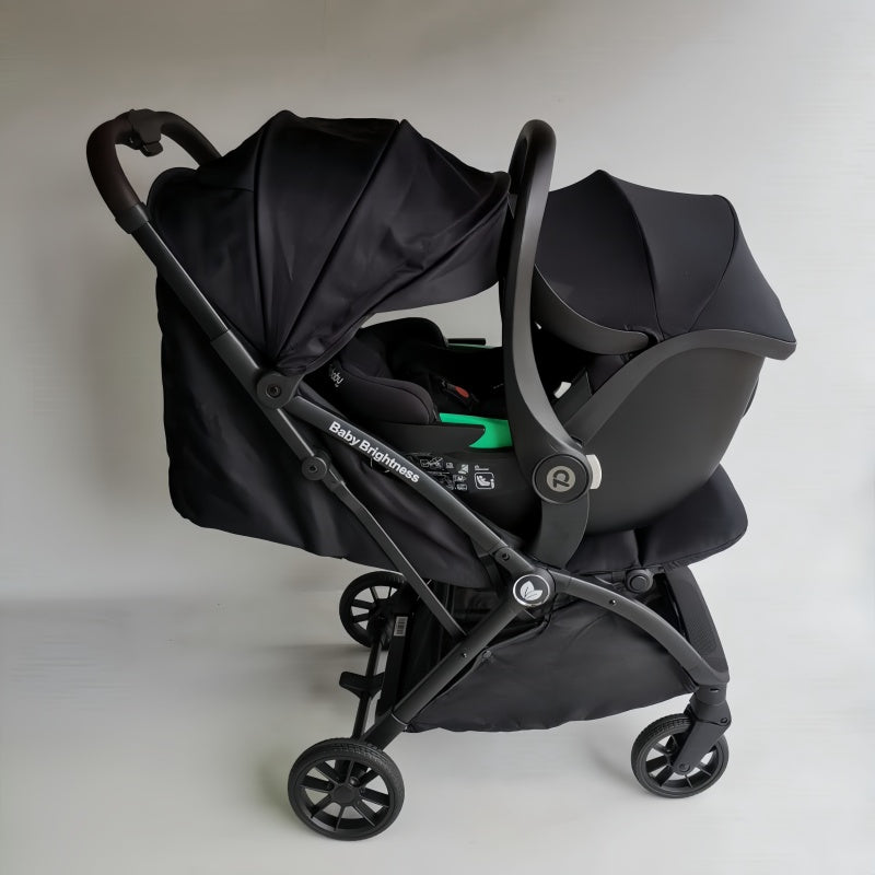 Newborn Pram & Capsule – FlexGo Auto Folding Stroller with Capsule (Black)