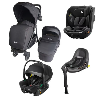 Pre-order Newborn Pram – Poplar Stroller with Carrycot + Reclining Infant Capsule + 360 Car Seat and Rotating ISOFIX Base (Bl