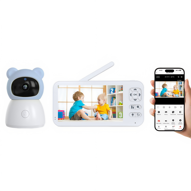 Dual Mode 5" Baby Monitor with Night Vision & Motion Detection – Blue