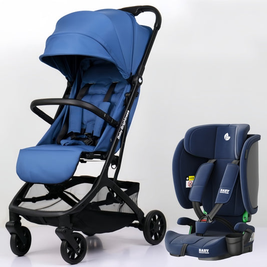 Baby Brightness AirGo Lightweight Compact Travel Pram and Travel Portable Booster Car Seat Blue