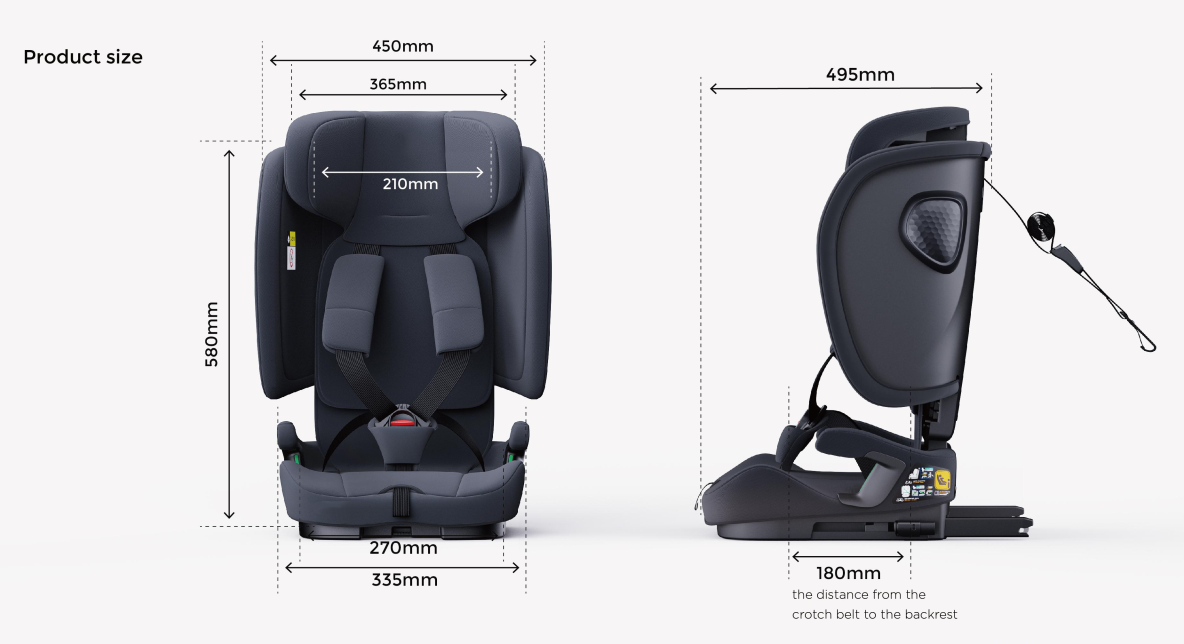 Travel Pram – FlexGo Lightweight Auto Folding Stroller with ISOFIX Booster Seat  (Black)