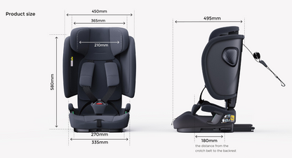 Travel Pram – AirGo Lightweight Stroller with ISOFIX Booster Seat (Black)