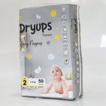 Dryups Premium Nappies Unisex Size 2 Infant (4-8kg)