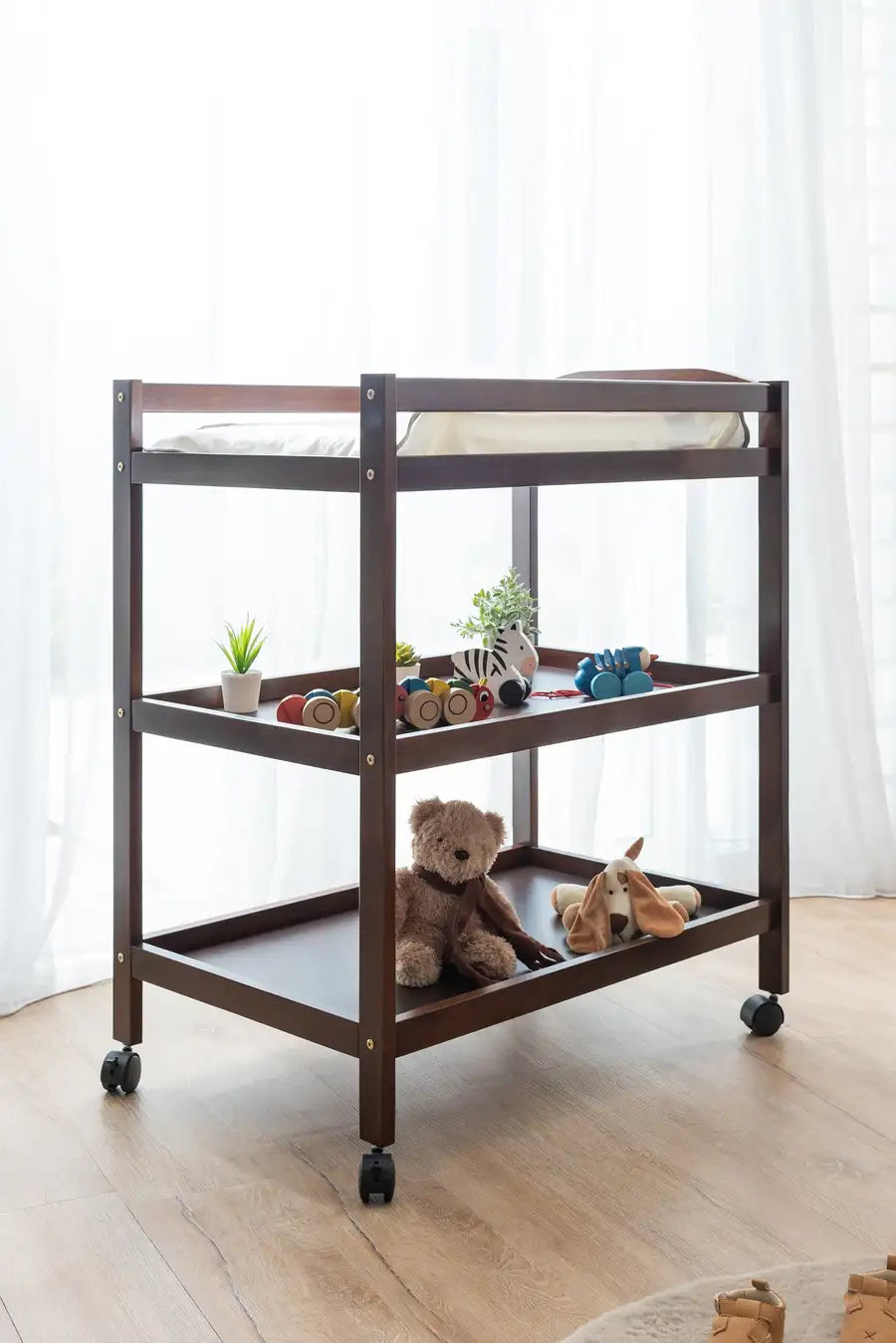 Kapai Wooden Changing Table CT1007 - Coffee - Babyonline