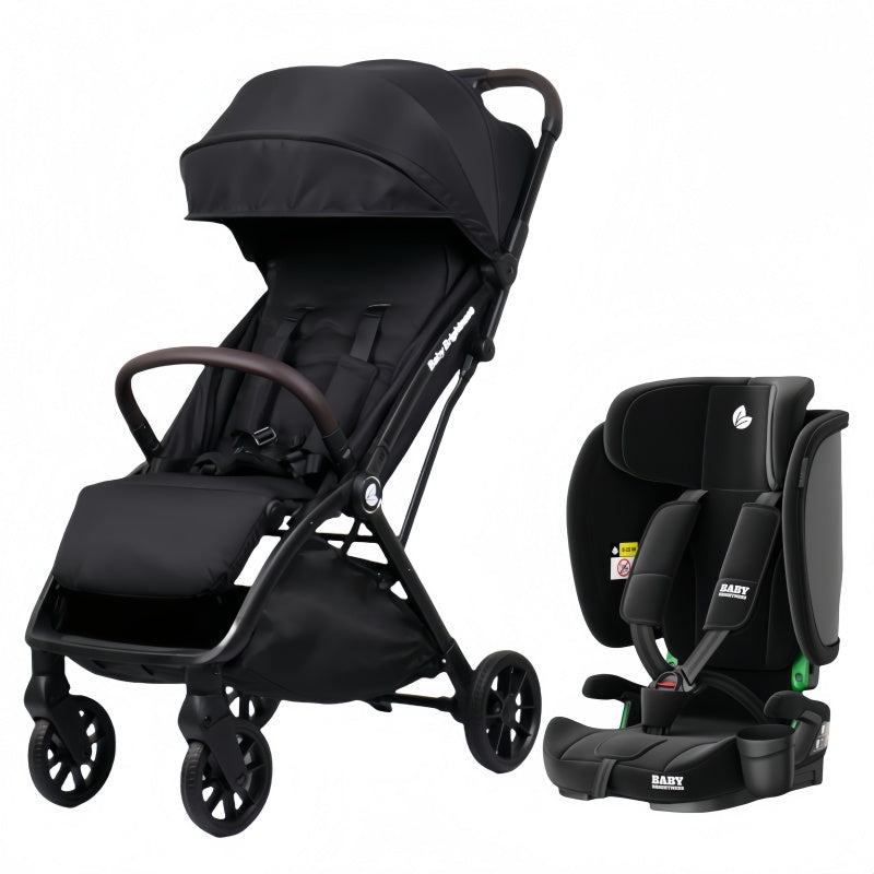 Baby Brightness FlexGo  Portable Auto Folding Compact Travel Pram and Portable Travel Booster Car Seat  Black
