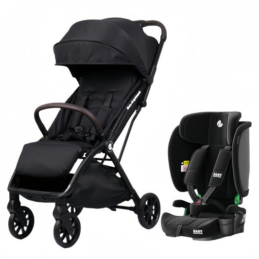 Baby Brightness FlexGo  Portable Auto Folding Compact Travel Pram and Portable Travel Booster Car Seat  Black