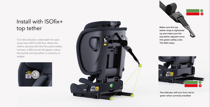 Travel Pram – FlexGo Lightweight Auto Folding Stroller with ISOFIX Booster Seat  (Black)