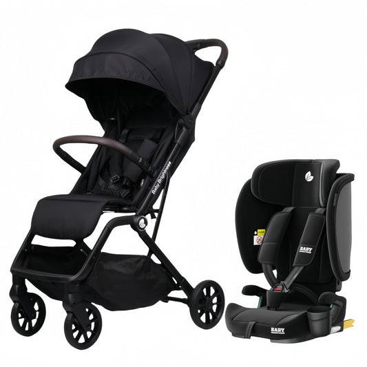 Baby Brightness SwiftGo Compact Travel Pram and Portable ISOFIX Travel Booster Car Seat Black