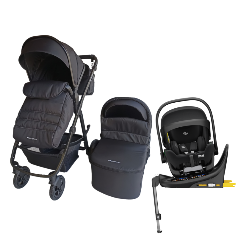 Pre-order Newborn Pram – Palms 2+ Stroller with Carrycot, Reclining Car Seat and Rotating ISOFIX Base(Black)