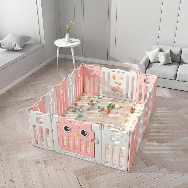 18+2 folding baby playpen Pink