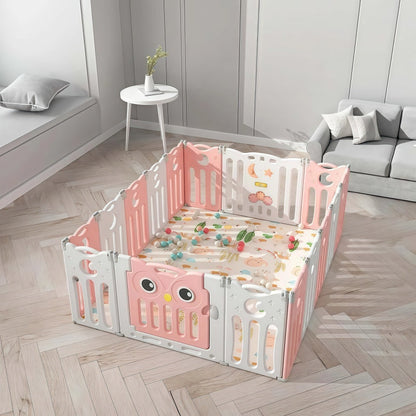 Foldable Baby Playpen 18 Panels – Pink Safety Play Fence for Babies - image 2