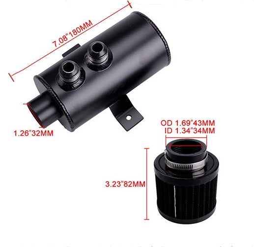 750ml Oil Catch Can Tank Kit Polish Baffled Reservoir with Breather Filter
