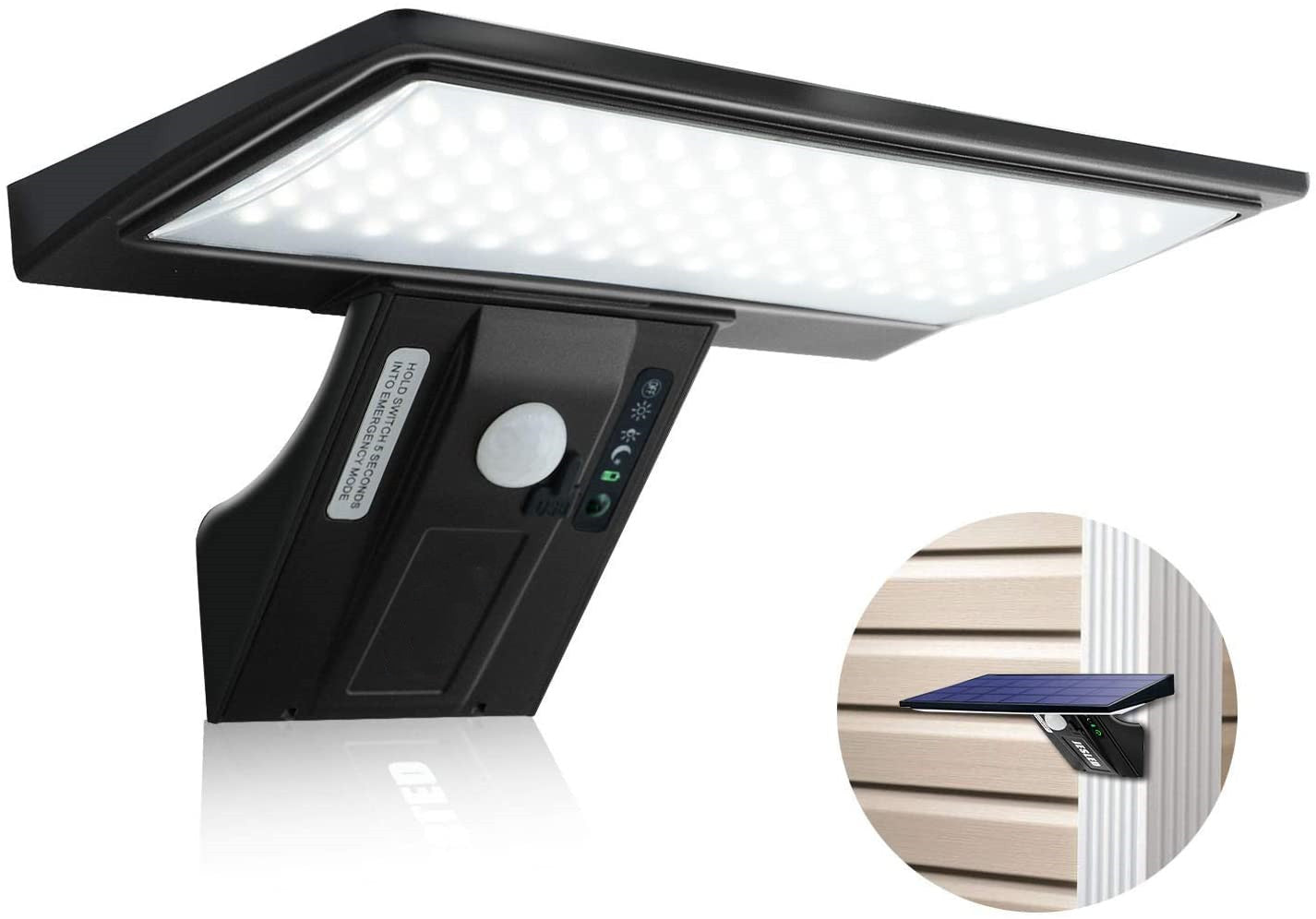 90LED Solar Powered Exterior Wall Security Light Warm White