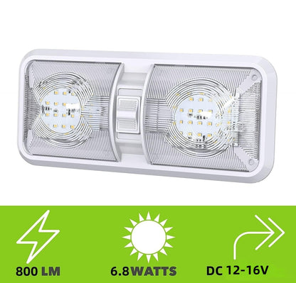 LED 2 Pack RV LED Ceiling Double Dome Light Fixture