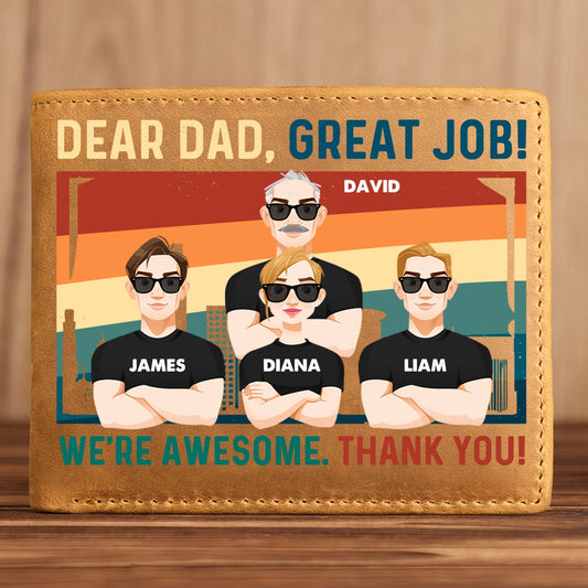 Personalized Leather Wallet-Dear Dad, Great Job We're Awesome