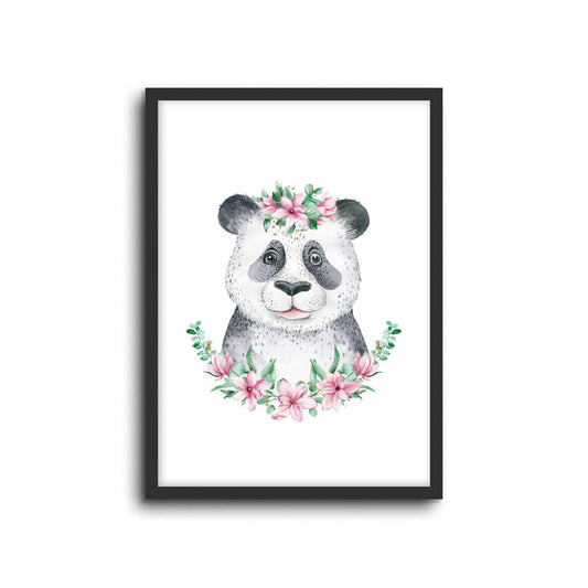 Wall Print |  Panda - Floral